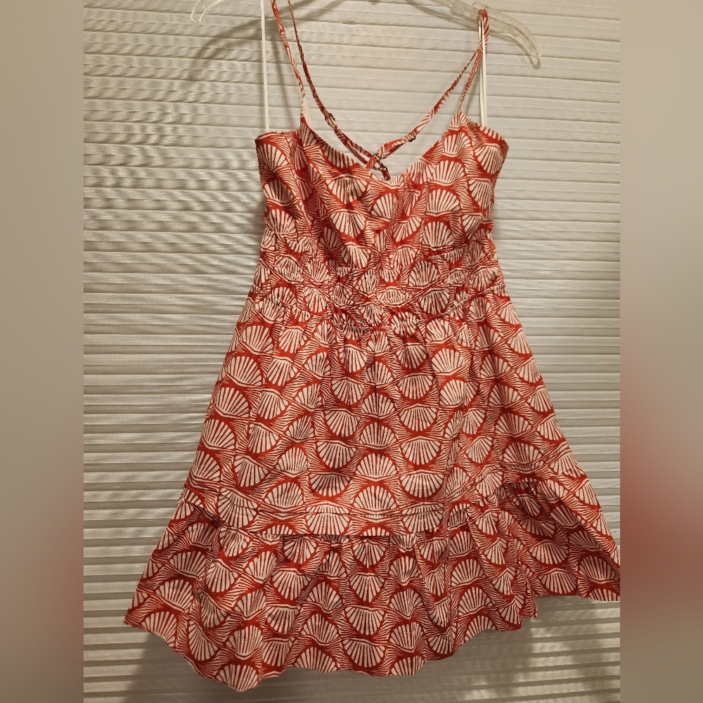 Chic Reddish Orange Anthropologie Top/Dress with White Pattern